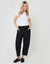 Black Linen Blend Pocket Detail Barrel Leg Trousers