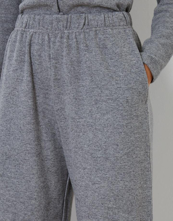 Grey High Waisted Ribbed Barrel Leg Joggers