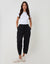 Princess Seam Barrel Leg Trousers in Black