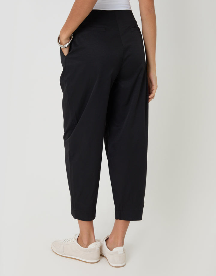 Threadbare Princess Seam Barrel Leg Trousers in Black - back view
