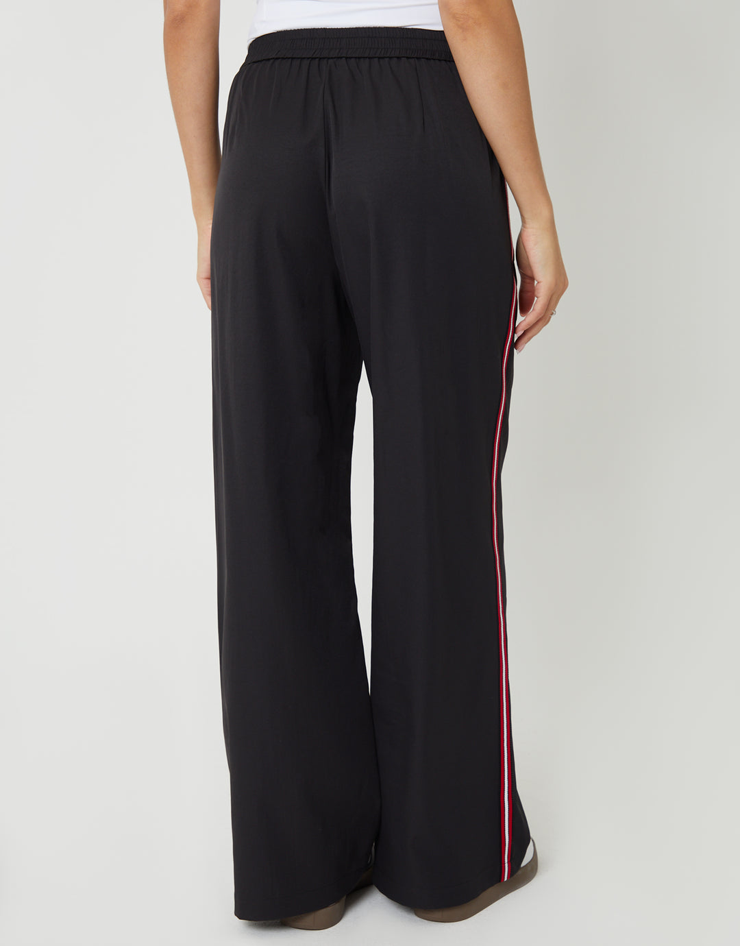 Black Pleated Side Stripe Wide Leg Trousers