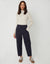 Navy Curved Seam Barrel Leg Trousers