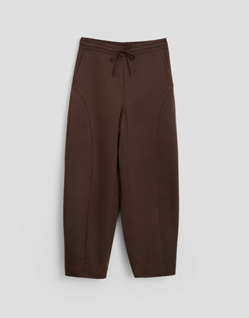 Threadbare Curved Seam Barrel Leg Trousers in Brown - flat lay