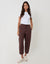 Curved Seam Barrel Leg Trousers in Brown