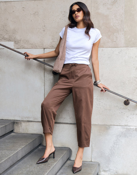 Threadbare The Signature Barrel Leg Trousers in Brown - campaign