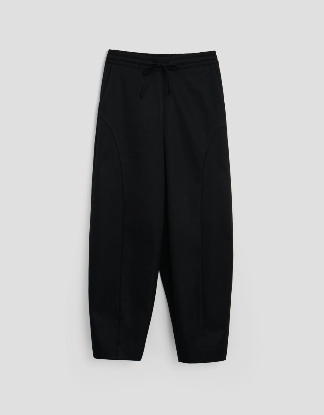 Threadbare Petite Curved Seam Barrel Leg Trousers in Black - flat lay