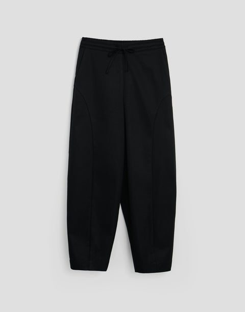Threadbare Petite Curved Seam Barrel Leg Trousers in Black - flat lay