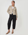 Threadbare Curved Seam Barrel Leg Trousers in Black - full body pose 