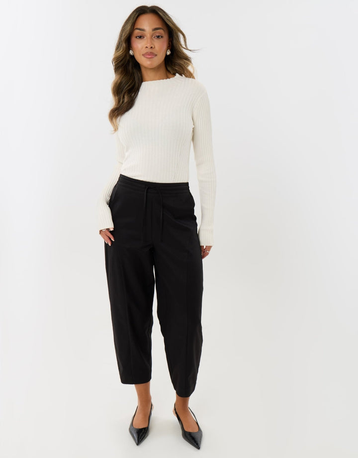 The Signature Barrel Leg Trousers in Black