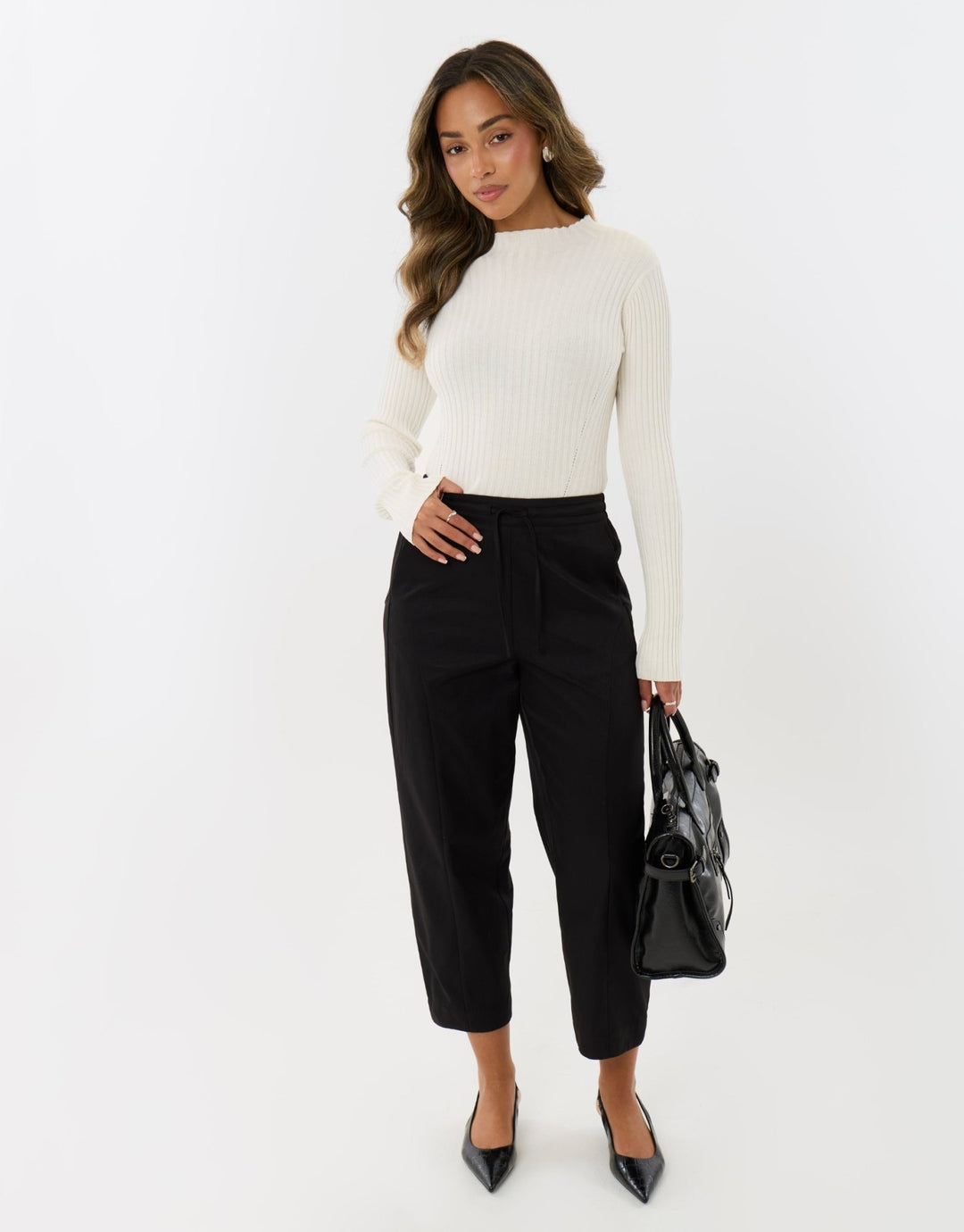 The Signature Barrel Leg Trousers in Black