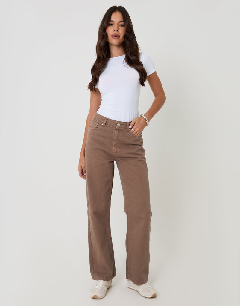 Petite Straight Leg Jeans Mocha