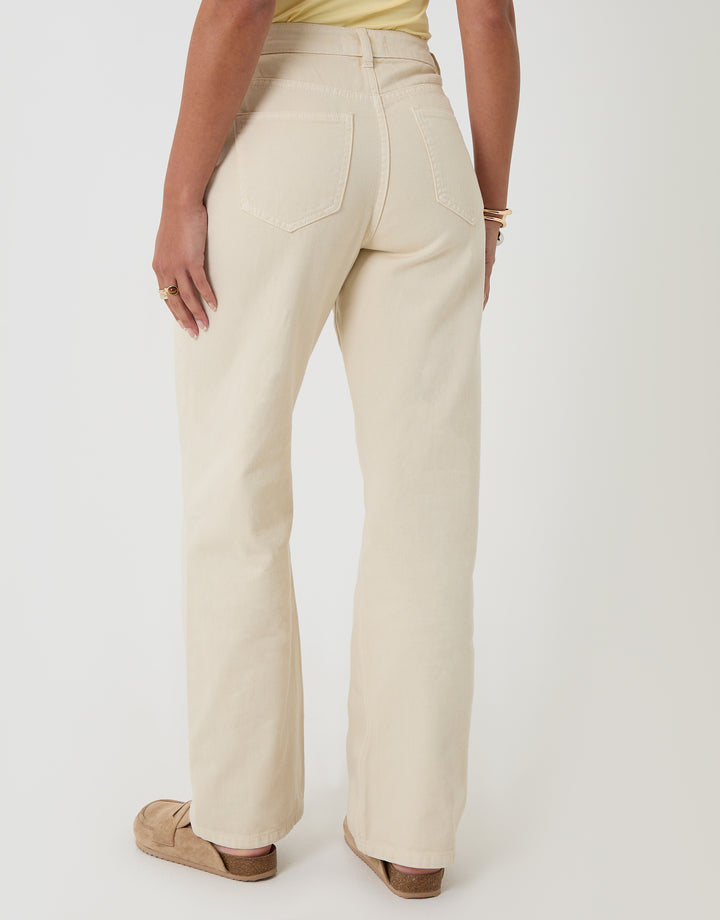 Threadbare Straight Leg Jeans in Ecru - back view
