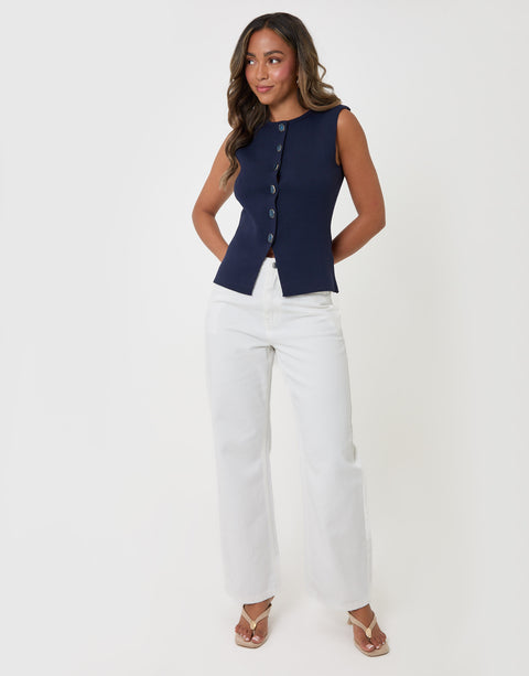 Threadbare Straight Leg Jeans in White - full body