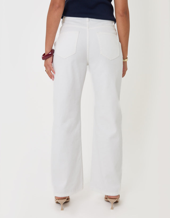 Threadbare Straight Leg Jeans in White - back view