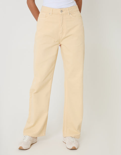 Threadbare Straight Leg Jeans in Yellow  - front view