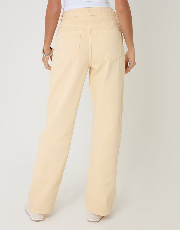Threadbare Straight Leg Jeans in Yellow  - back view