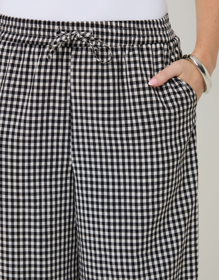 Mono High Waisted Gingham Barrel Leg Trousers