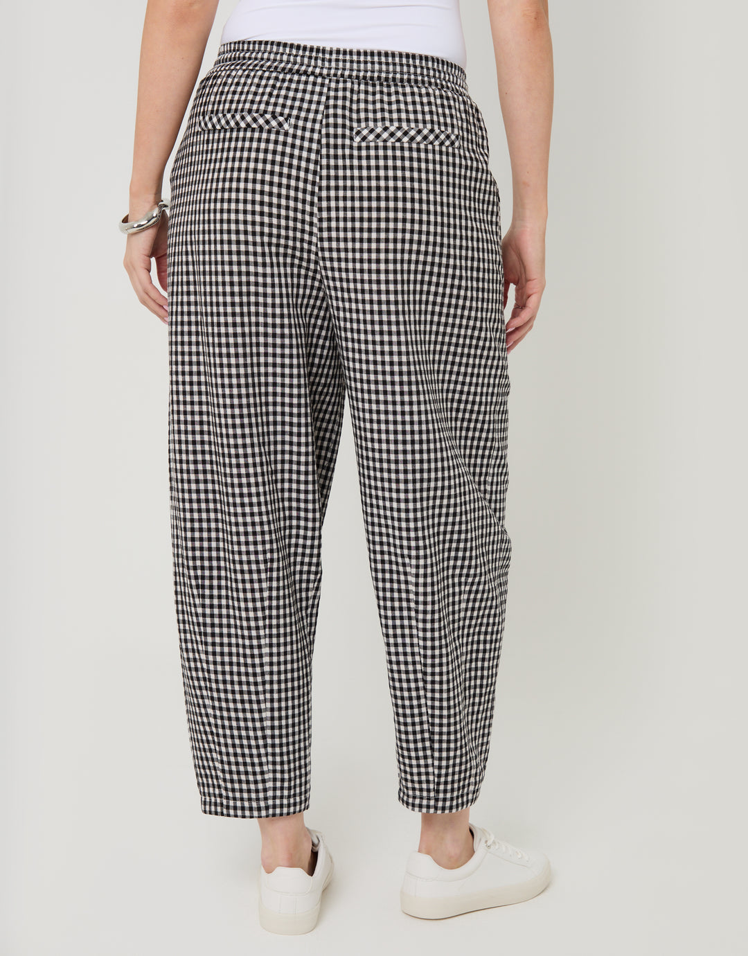 Mono High Waisted Gingham Barrel Leg Trousers