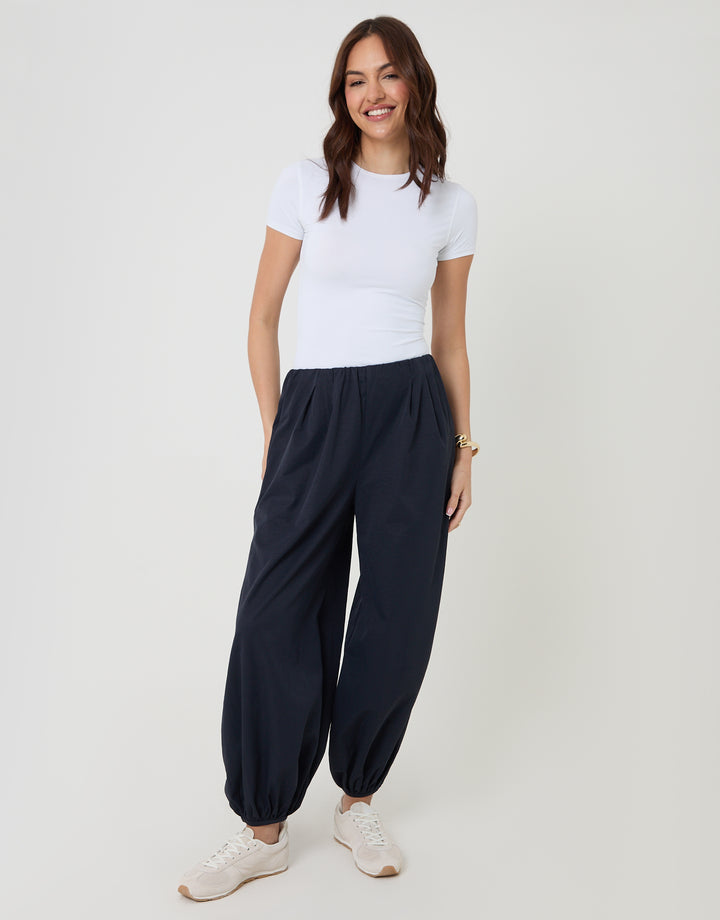 Navy Balloon Trousers with Pockets