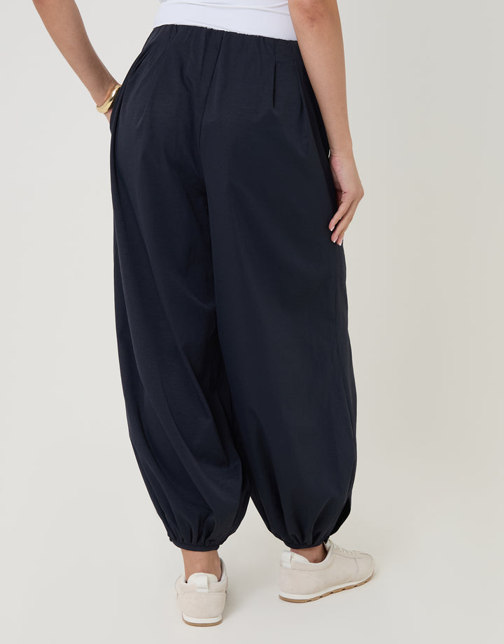 Navy Balloon Trousers with Pockets