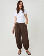 Brown Balloon Trousers with Pockets