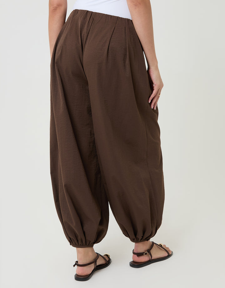 Brown Balloon Trousers with Pockets