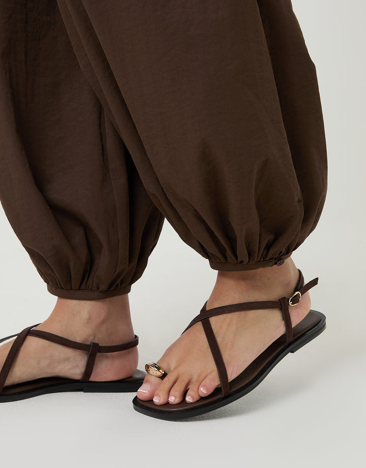 Brown Balloon Trousers with Pockets