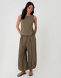 Threadbare Celinenio Brown Stripe Balloon in Brown Stripe - front view