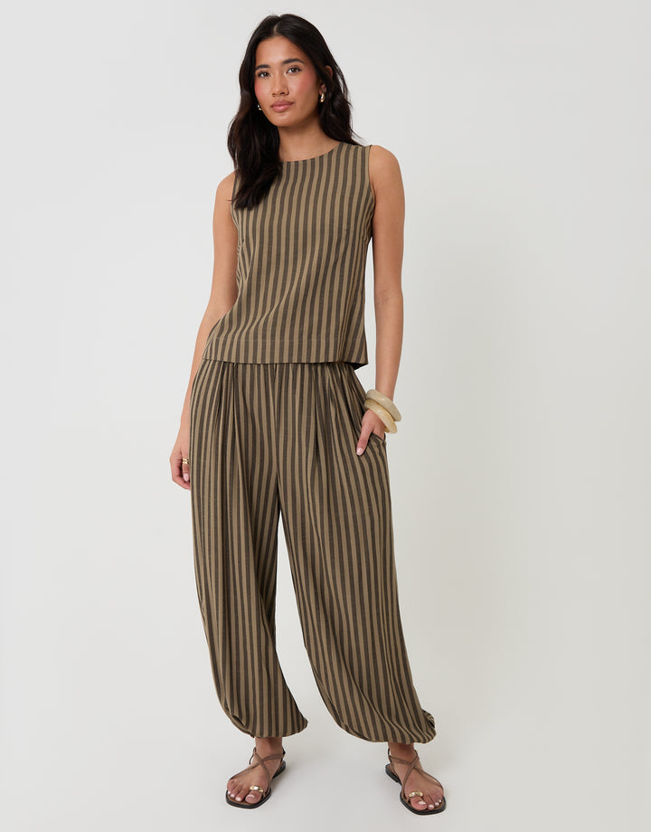 Threadbare Celinenio Brown Stripe Balloon in Brown Stripe - full view 2