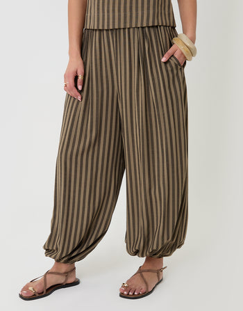 Threadbare Celinenio Brown Stripe Balloon in Brown Stripe - front