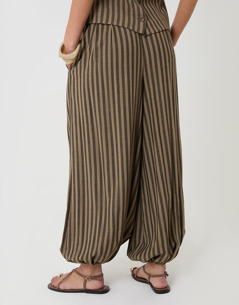 Threadbare Celinenio Brown Stripe Balloon in Brown Stripe - back