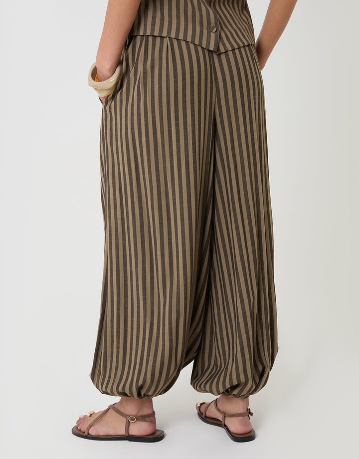 Threadbare Celinenio Brown Stripe Balloon in Brown Stripe - back
