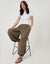 Brown Stripe Balloon Trousers with Pockets
