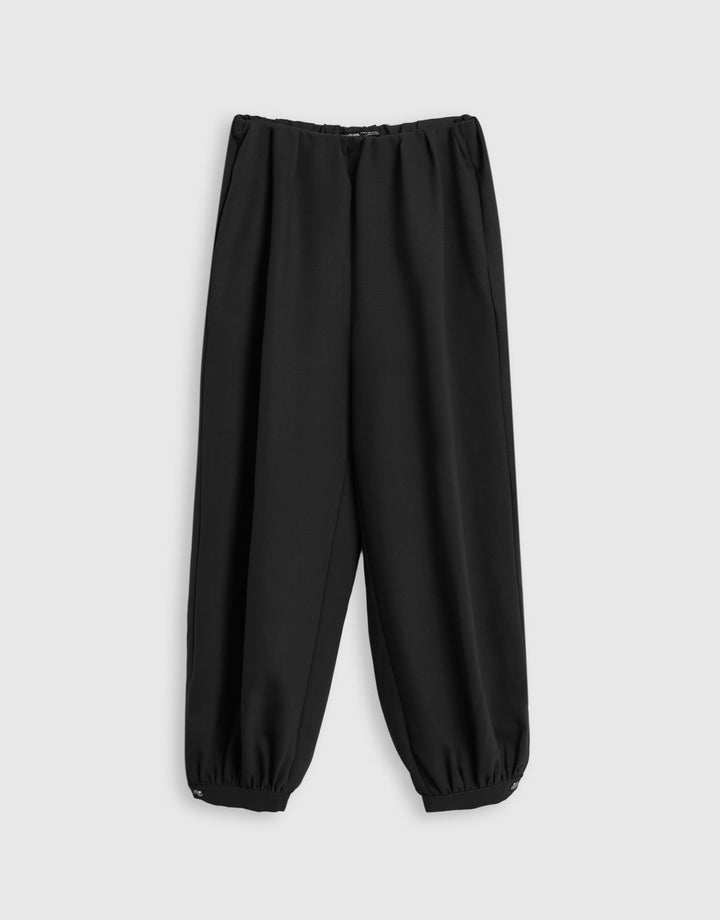Threadbare Balloon Trousers with Button Cuffs in Dark Grey - mannequin image