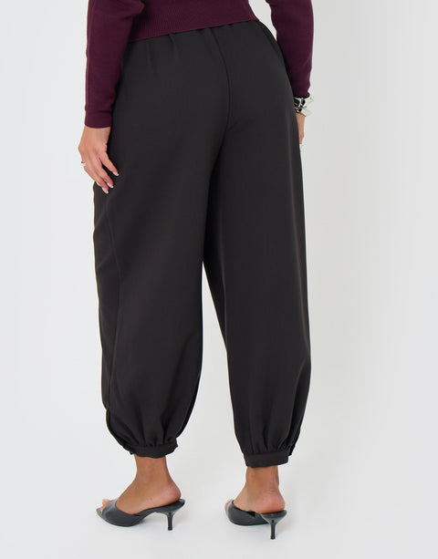 Threadbare Balloon Trousers with Button Cuffs in Dark Grey - back view