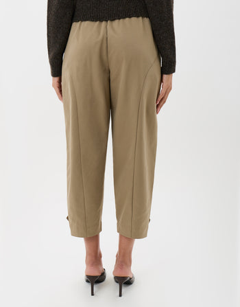 Threadbare Barrel Leg Trousers in Beige - back view