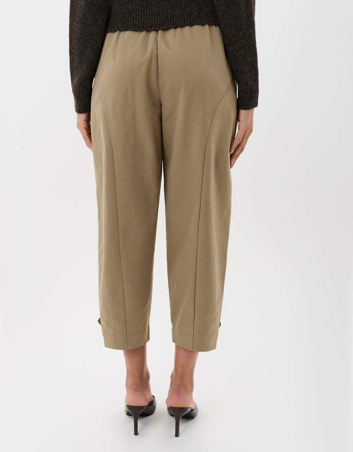 Threadbare Barrel Leg Trousers in Beige - back view