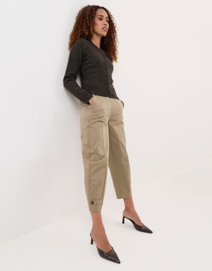 Threadbare Barrel Leg Trousers in Beige - full body