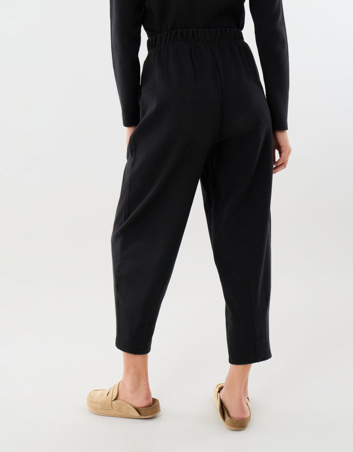 Threadbare High Waisted Ribbed Barrel Leg Joggers in Black - back view