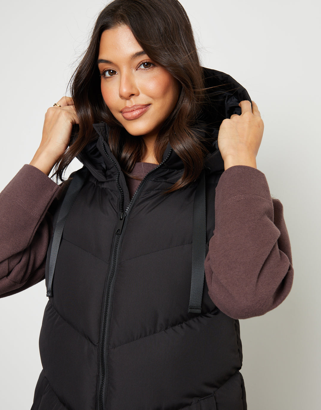 Black Longline Padded Gilet