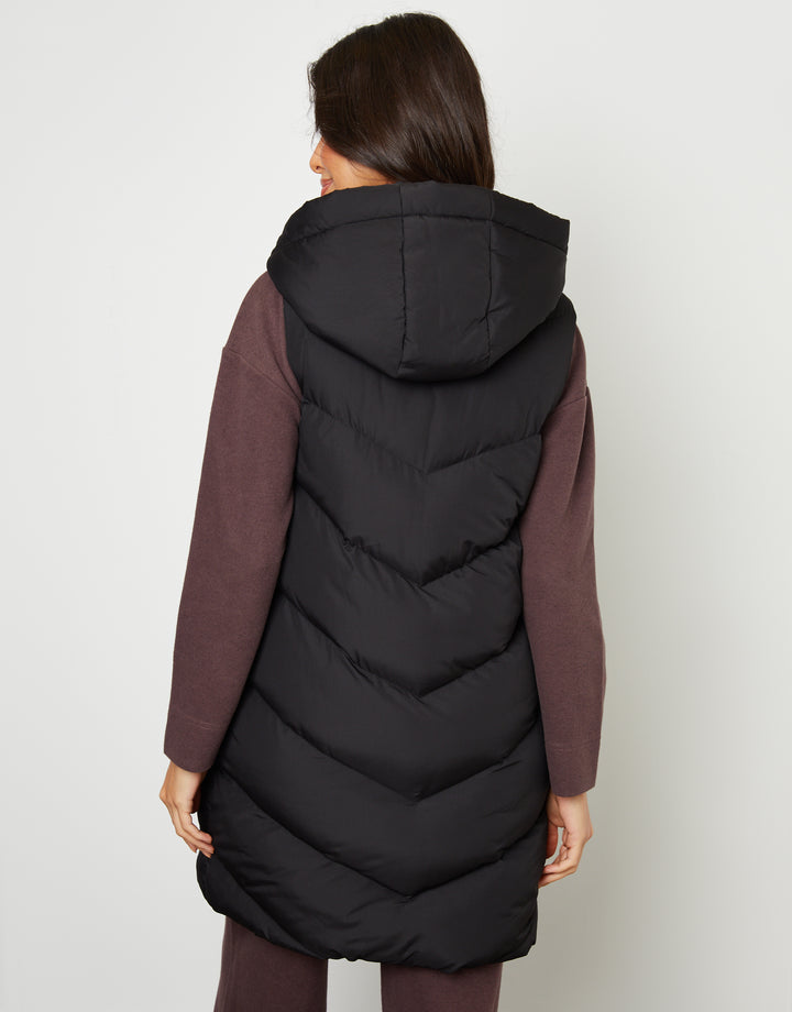 Black Longline Padded Gilet