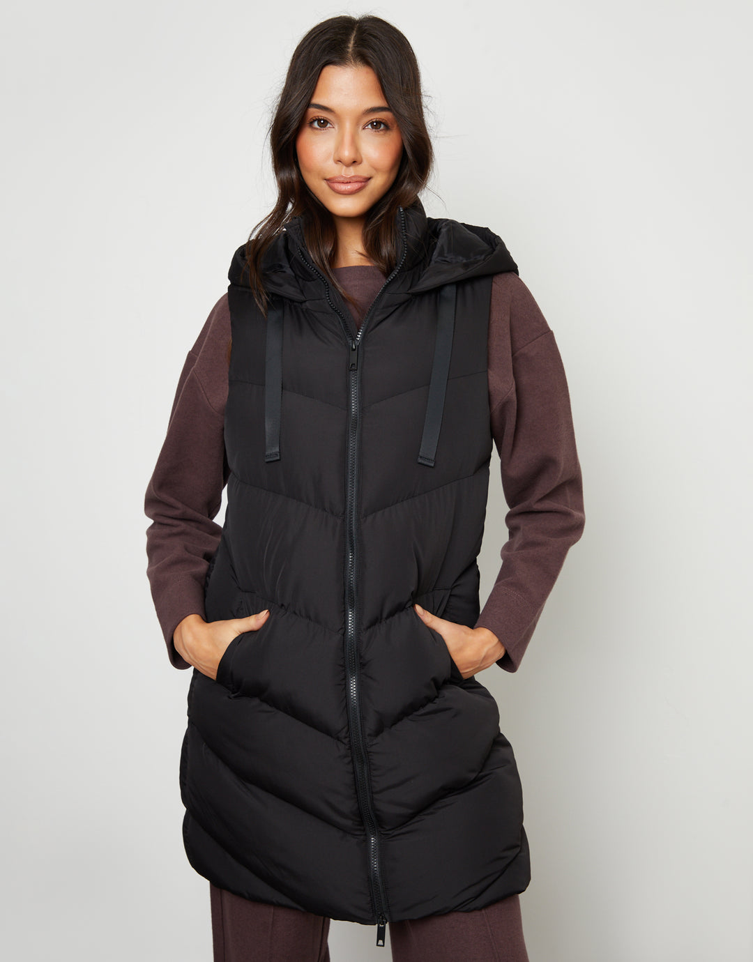 Black Longline Padded Gilet