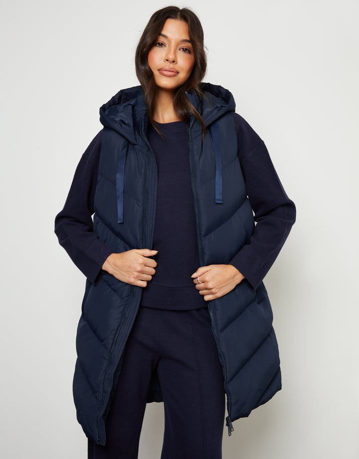 Navy Longline Padded Gilet