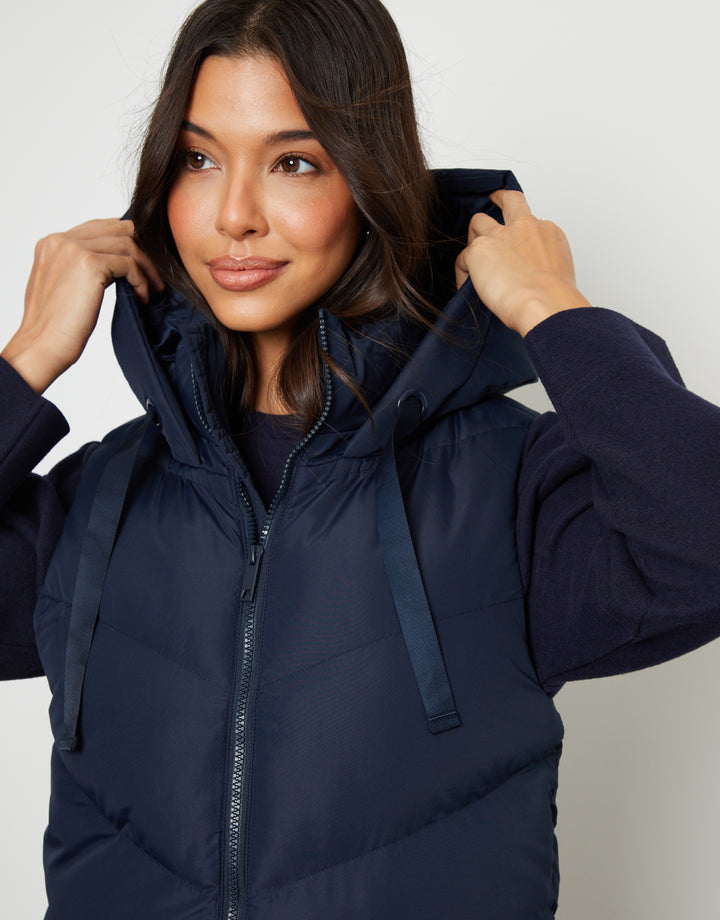 Navy Longline Padded Gilet
