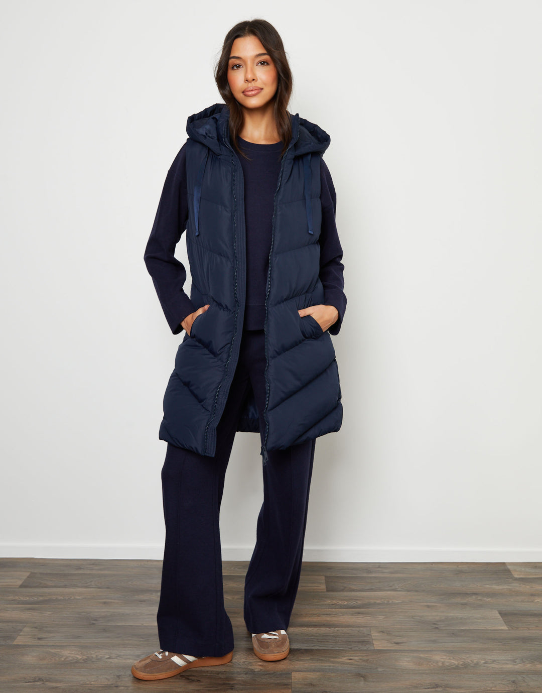 Navy Longline Padded Gilet