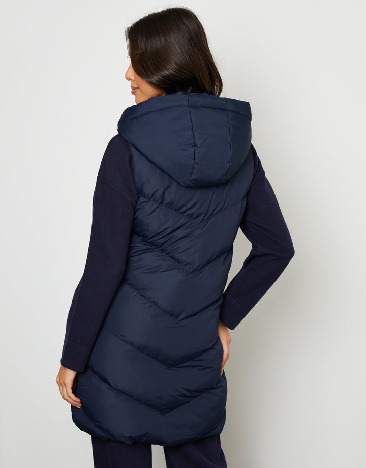 Navy Longline Padded Gilet