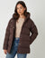 Petite Puffer Jacket in Chocolate Brown