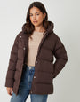 Petite Puffer Jacket in Chocolate Brown