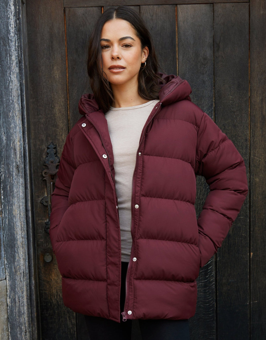 Red Perfer Jacket Threadbare Women's Berry Red Puffer Jacket