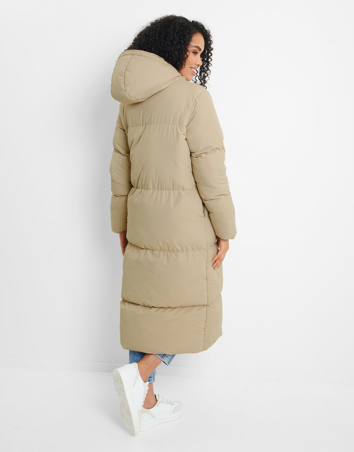 Mocha Brown Maxi Puffer Jacket